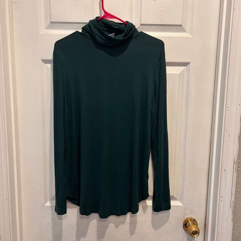 Old Navy Luxe Long Sleeve Turtleneck Top Deep Teal Green‎ Size Large Minimalist